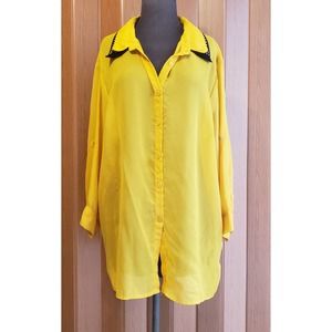 De'rotchild size 3XL yellow & black long sleeve button up blouse